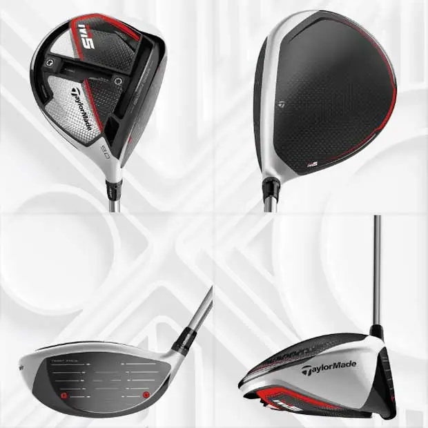 A collage of TaylorMade M5 Driver golf clubs