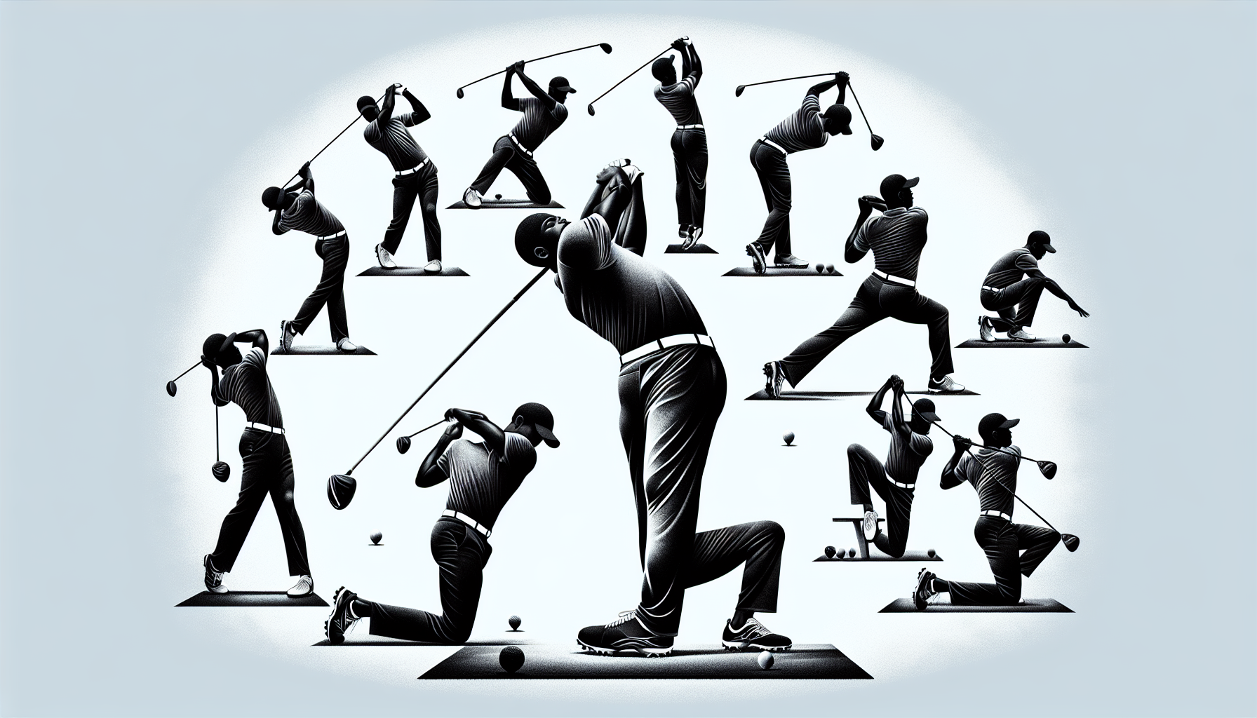 Illustration of golf-specific stretches for flexibility