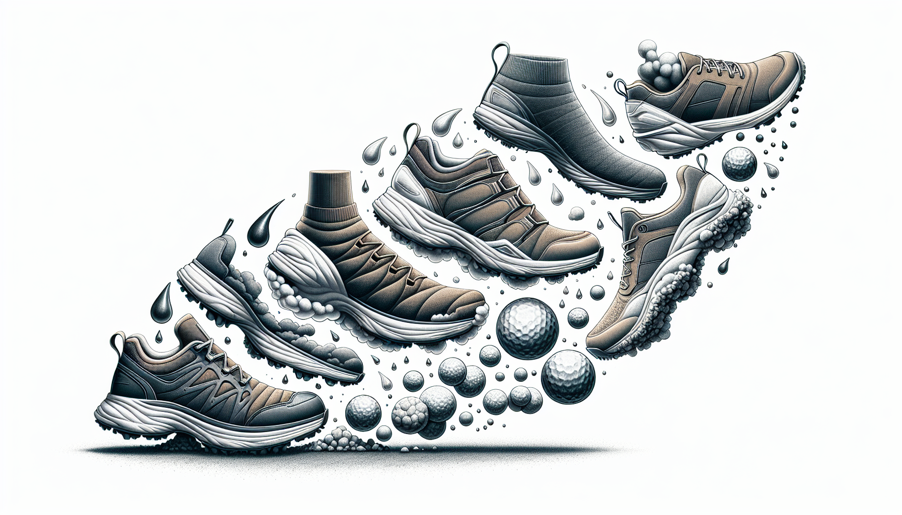 Illustration of top picks for walking golf shoes