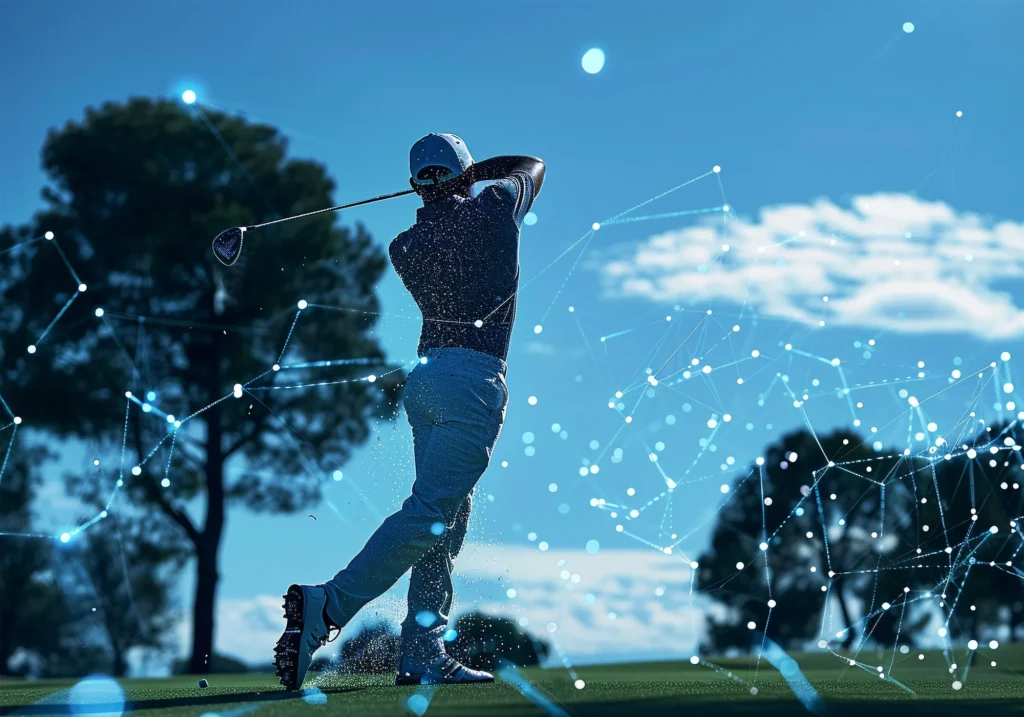 A photo of a man using golf swing analyzers to improve his golf game