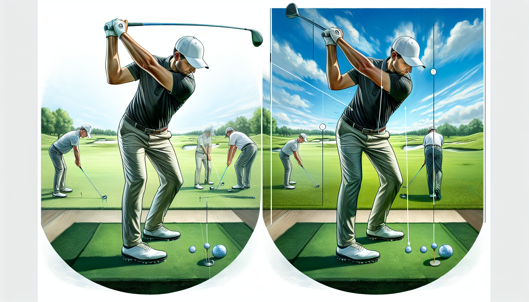 Illustration of optimal camera angles for golf swing analysis