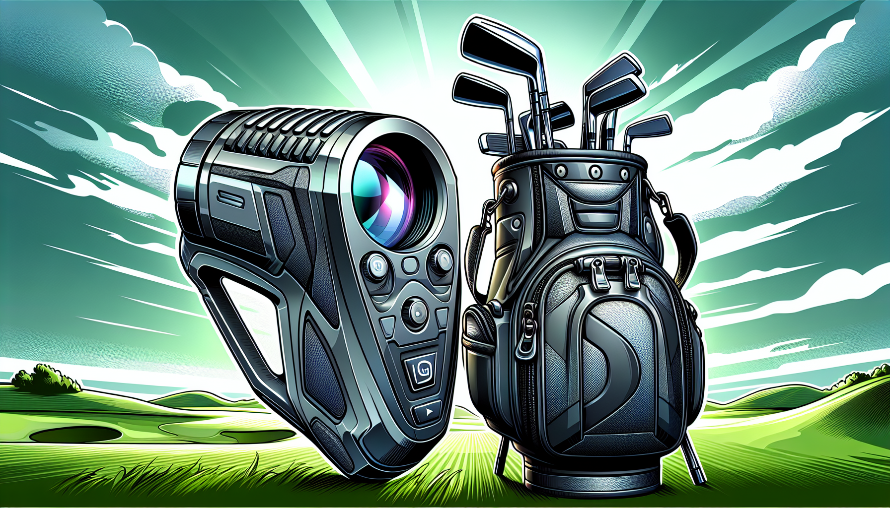 Cartoon-style image of the Shot Scope Pro L2 golf rangefinder